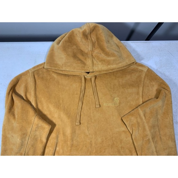 Carhartt WIP Hooded Sweater Amber Gold Velour Hoodie Men's Medium - Picture 3 of 12